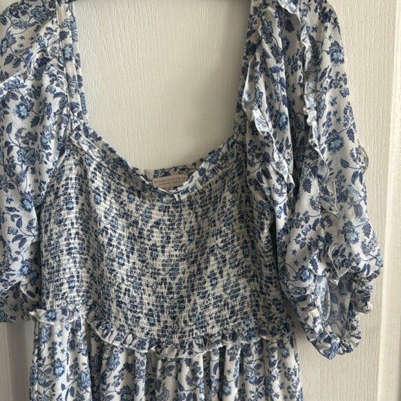 Super Natural by Secret Mission Dress Chiffon Ruffle Blue Floral M - Picture 7 of 16